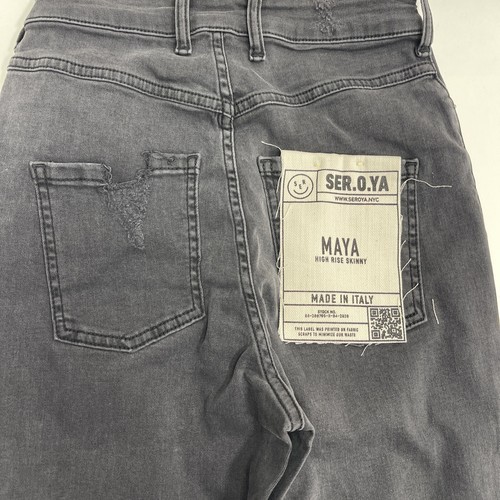 Ser.O.Ya Maya High Rise Ash Skinny Jeans Black Size 26 Raw Hem Stretchy - Picture 3 of 17