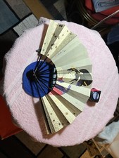 Vintage Geisha Japanese Paper Folding Hand Fan Can  t Read Maker 20 Inch