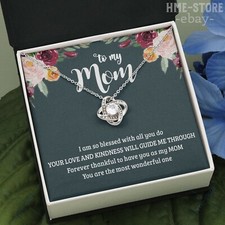 To My Mom Necklace Love Knot Pendant Thankful Gifts For Mother From Son Daughter