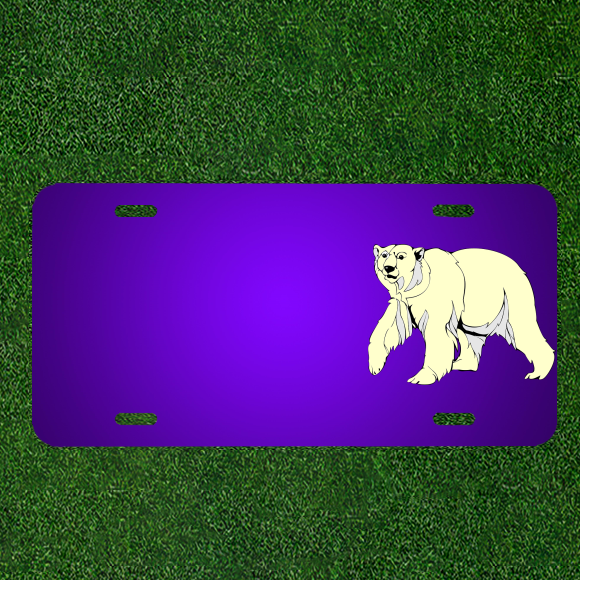 Custom White Arctic Bear Snow License Plate with Personalized Names