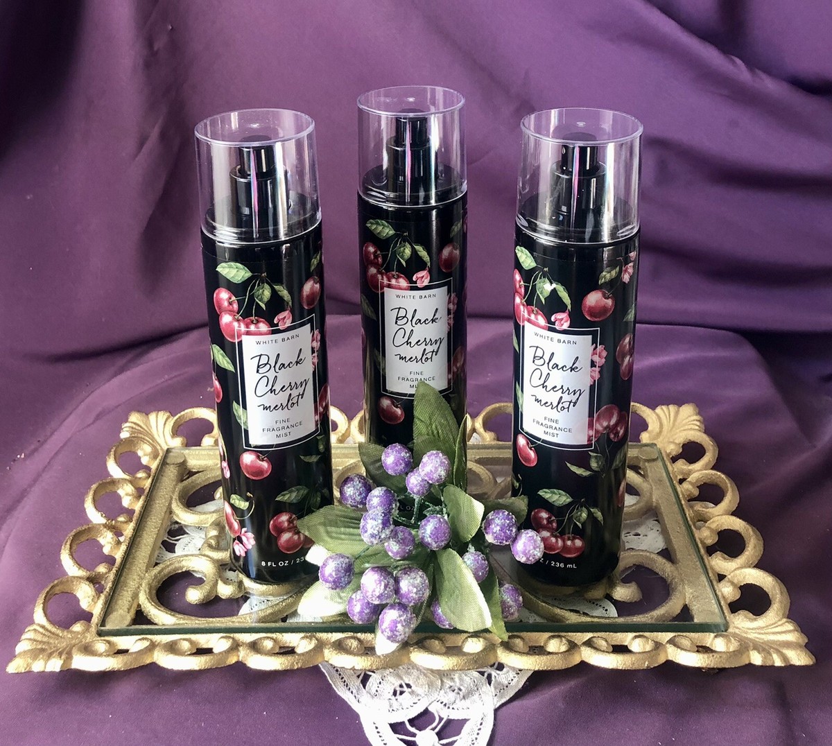 専用 Victoria's Secret Bath & Body Works 3 Rare! Set of 3 Bath & Body Works ~ Black Cherry Merlot ~ Fragrance