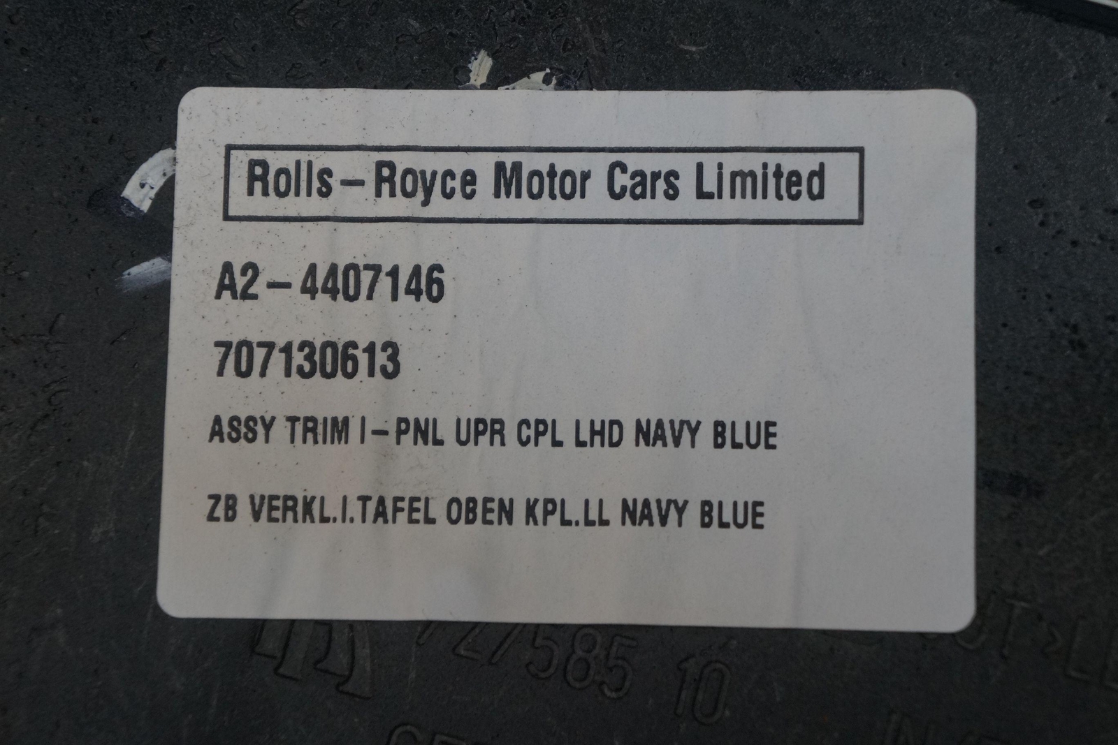 Dashboard Dash Upper Top Trim Panel Pad Navy Blue OEM Rolls Royce Phantom 2004