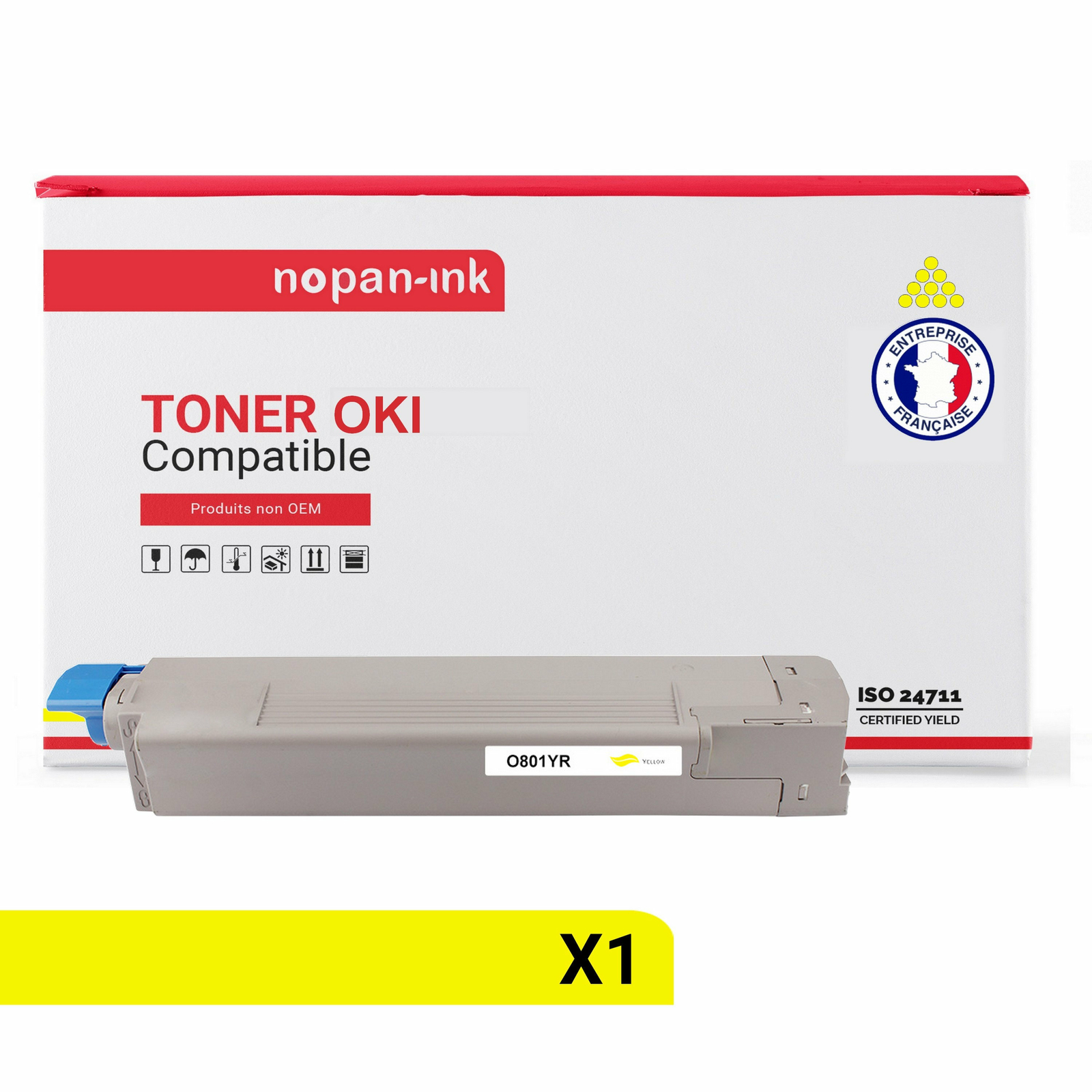 Toner jaune 44643001 compatible OKI NOPAN-INK pour dossiers et rapports professionnels