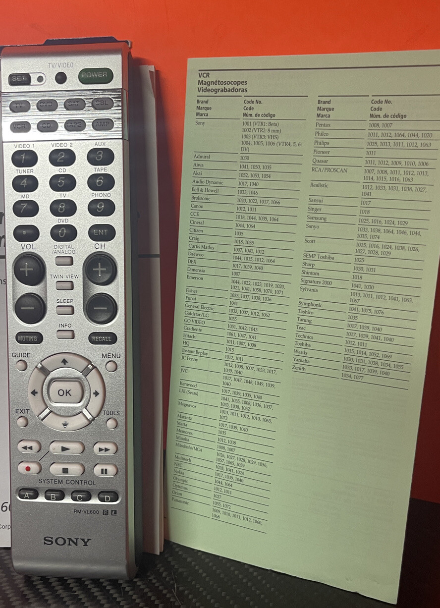 Sony RMVL600 8Device Multi Brand Remote Commander Remote Control VGC