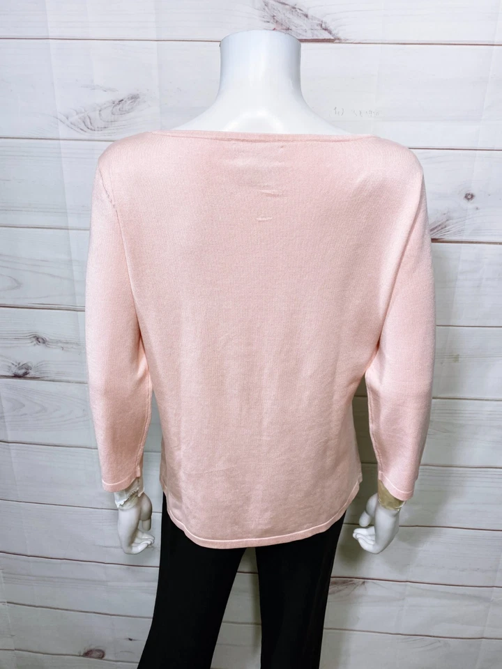 Sudadera para mujer Lauren Ralph Lauren talla M rosa cuello barco mezcla seda pulóver Foto 4 de 4