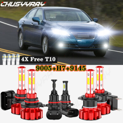 Para For Lexus ES350 2007 2008 2009 6X Bombillas LED Faro Hi/Lo + Luz Antiniebla