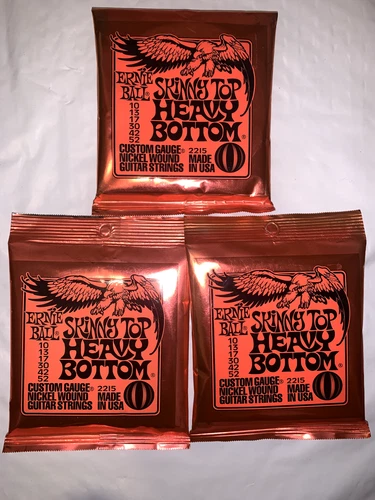 Lot Of 3 Ernie Ball Slinky Top Heavy Bottom 10-52 Gauge Electric Guitar Strings