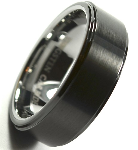 Tungsten Carbide Ring Black Ceramic Brushed Unisex Wedding Band RJ Jewelry 8mm - Picture 12 of 12