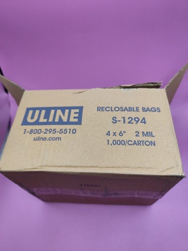 U-Line Reclosable Bags S-1294 2 Mil 4x6” Box Of 800 Zip Bags - Picture 1 of 2