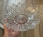 Vintage Federal Glass Crystal Clear Petal 10" Round Serving Bowl Platter Dish