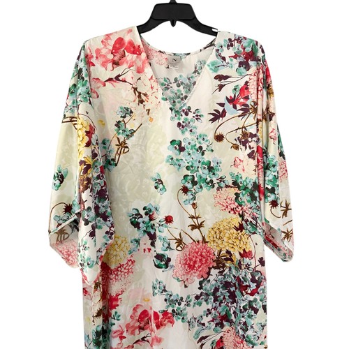 Natori Damengröße 1X Blumenmuster Satin Kaftan Lounge Kleid Kimono Resort Boho Chic - Bild 6 von 6