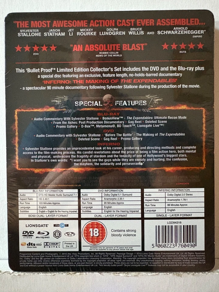 The Expendables 3 Disc Collectors Set Steelbook Blu-Ray 18 New & Sealed 682G - Image 2 of 3