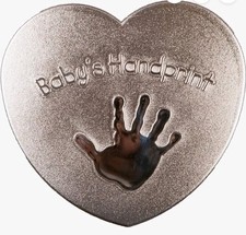 Stepping Stones Silver Heart Shaped Babys Handprint Kit in a Silver Box