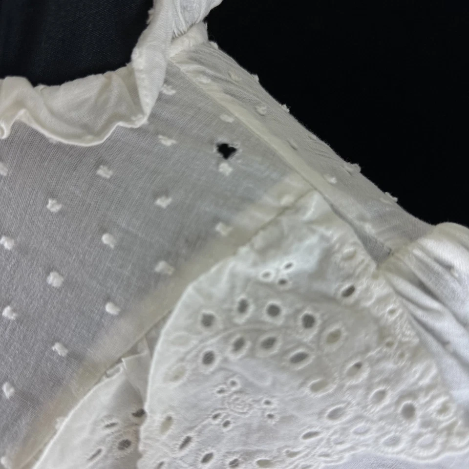 Halloween Costume Prairie Wedding Dress S/M White Dotted Swiss Maxi Long Sleeves - Image 4 of 4