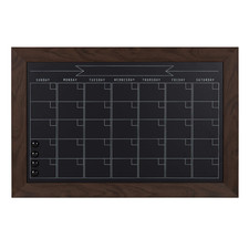 Designovation Beatrice Framed Magnetic Chalkboard Monthly Calendar 18X27 Walnut