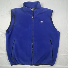 Vintage REI Fleece Vest Mens Large Blue Full Zip Outdoor Hiking Made USA 26x27