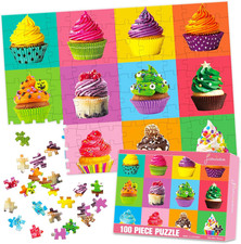 100 Piece Donuts Jigsaw Puzzle for Kids Teens Age 4-8 Gift Family Time Cupcakes