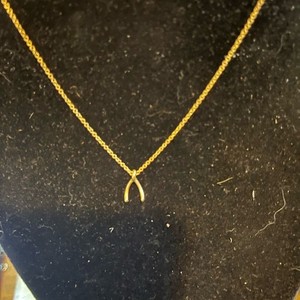 Authentic 14kt GF Wishbone Gold Plated Necklace Dainty Pendant