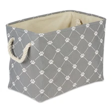Bone Dry Small Pet Storage Bin, Paw & Bone Print, 14x8x9, Gray Trellis
