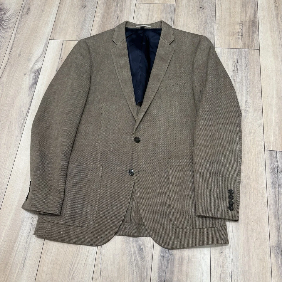 J. Crew Ludlow Sport Coat Mens Cotton Silk Linen Blazer Brown Herringbone Sz 40R - Image 3 of 4