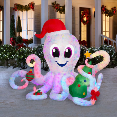Holiday Living 6ft Lighted Octopus Christmas Airblown Inflatable Yard Decor