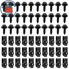 1/4" U-Nut Clips Hex Head Body Bolts Bumper Fender Splash Shield 60PCS