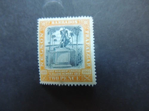 1907 Barbados Nelson Centenary 2d black & yellow SG161 Mounted Mint