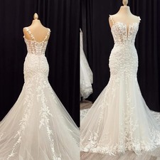 Spaghetti Straps Wedding Dresses Lace Appliques Sleeveless Mermaid Bridal Gown