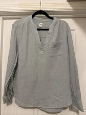 Gap Gauzy Popover Shirt Light Blue/Gray M