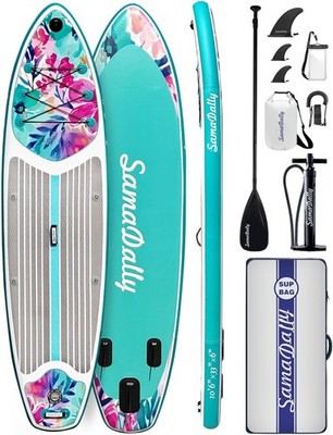 10.6' Inflatable SUP Paddle Board 32'' Wide w/ Pump, Bag, Fin & Leash   NEW
