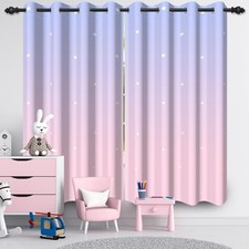 Pink Blackout Curtains 63 inches Long Girls Bedroom Living Room Ombre Purple ...