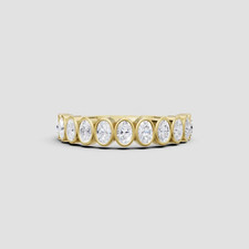 30 Pointer Oval Lab Grown Diamond Eternity Band Ring | Solid Gold Bezel Setting