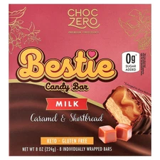 Bestie Candy Bar, Milk, Caramel & Shortbread, 8 Individually Wrapped Bars, 1 oz