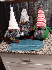 THREE CHRISTMAS GNOMES 16 INCHES TALL GREAT CONDITION