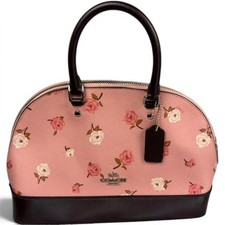 Coach Mini Sierra Satchel Petal Multi Floral Pink Leather Handbag F66878 NEW