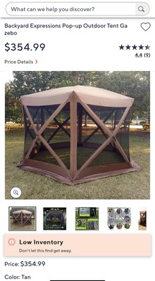 BACKYARD EXPRESSIONS PATIO · HOME · GARDEN Easy Up Popup Tent Camping Gazebo ...