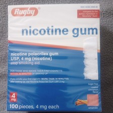 Rugby Nicotine Gum 4mg 100count NEW FACTORY SEALED Cinnamon Flavor