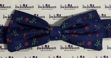 BROOKS BROTHER Silk Boys Navy Dragonfly Design Pre-Tied Bow Tie New-Minor Flaws 