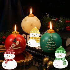 3 Set Christmas Ball Candles 3 Inch Christmas Candles Gift Ornament Unscented...