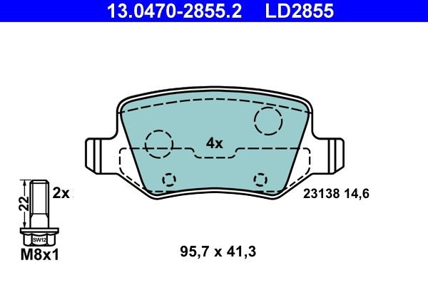 Bremsbelagsatz Scheibenbremse Hinten Ate 130470 28552 FÜR Mercedes BremsbelÄGe-image
