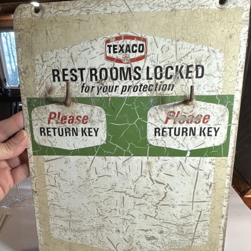 Vintage Texaco Restrooms Locked  Key Holder
