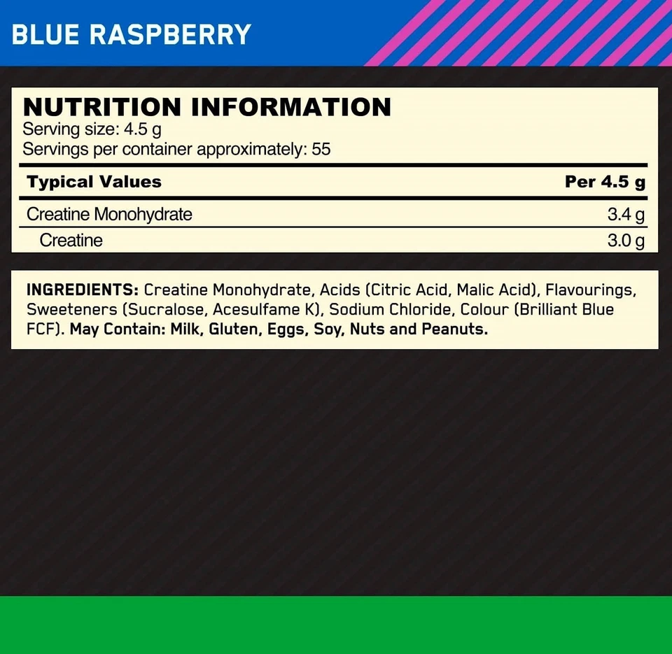Creatine Powder Blue Raspberry 360g Optimum Nutrition 100% Micronised Free P&P - Image 3 of 4