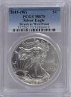 2015-(W) $1 American Silver Eagle PCGS MS70 Struck At West Point