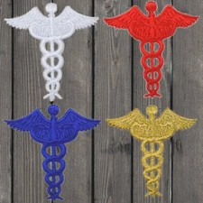 Caduceus Embroidered Patch — 4-Pack — Iron On