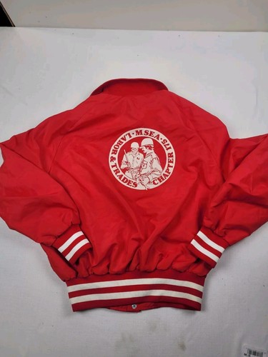 Vintage Aristo Jac Jacket Adult Large Red Snap Up Windbreaker Nylon Coaches Coat - Picture 10 of 13
