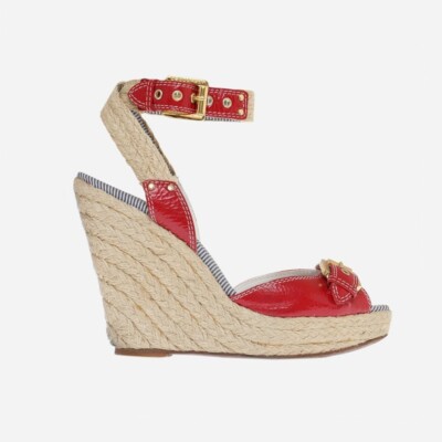 DSQUARED2 Sandal Pumps Leder rot 38,5 NP 200   -052