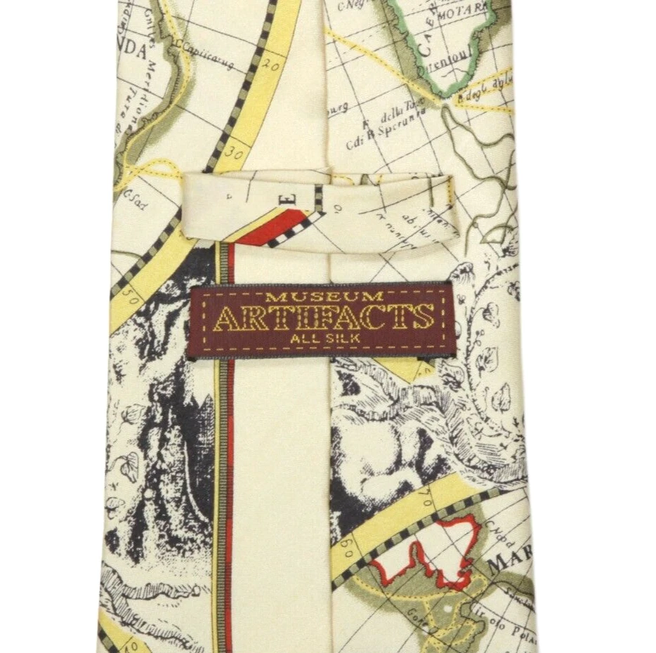 МУЗЕЙ АРТЕФАКТОВ Карта Старого Света Америка Исследователь Мужской Шелковый Галстук - Изображение 3 из 3