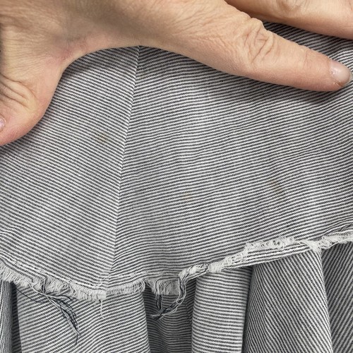 BCBGeneration Dress Ruffle Raw Hem Size M Blue Pinstripe Adjustable Straps - Picture 9 of 13