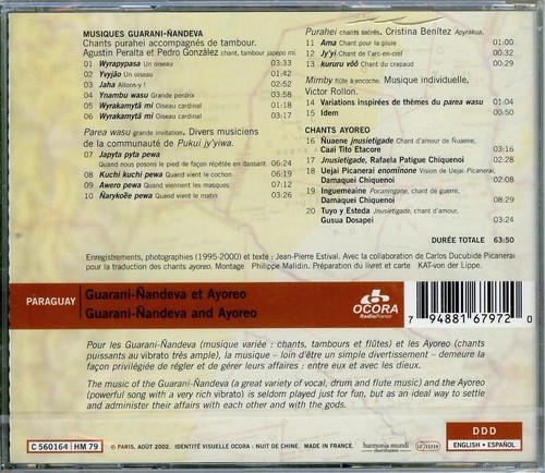 PARAGUAY guarani nandeva et ayoreo / CD OCORA - Imagen 2 de 2