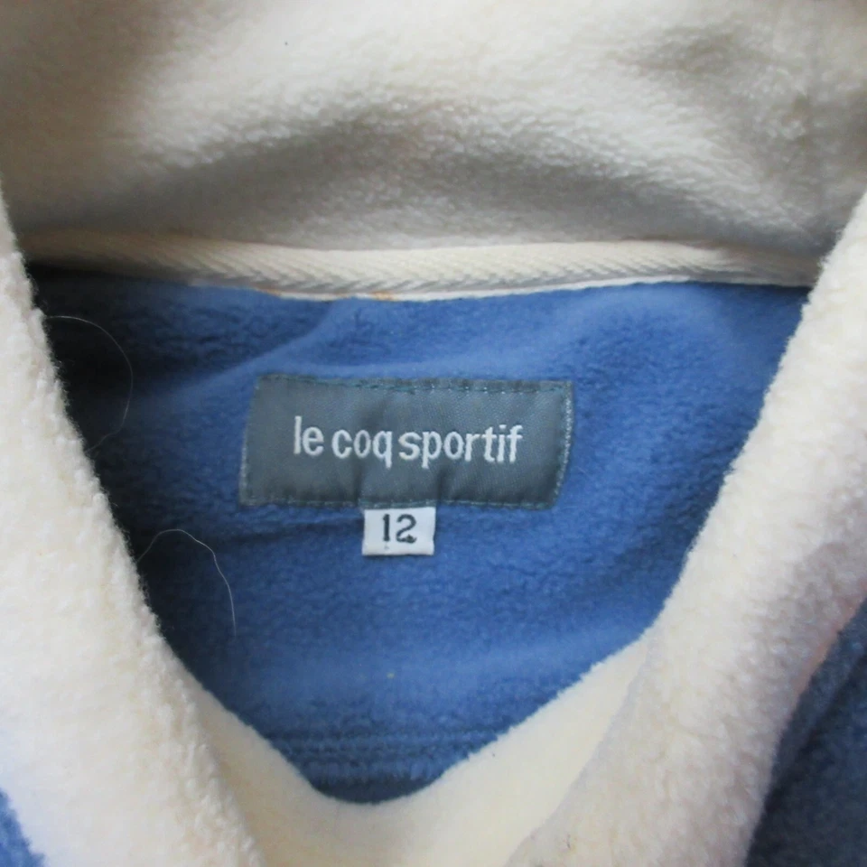 VINTAGE Le Coq Sportif Vellón Mujer Reino Unido 12 Azul Cuello Alto Aire Libre Deportes EU 40 Foto 4 de 4